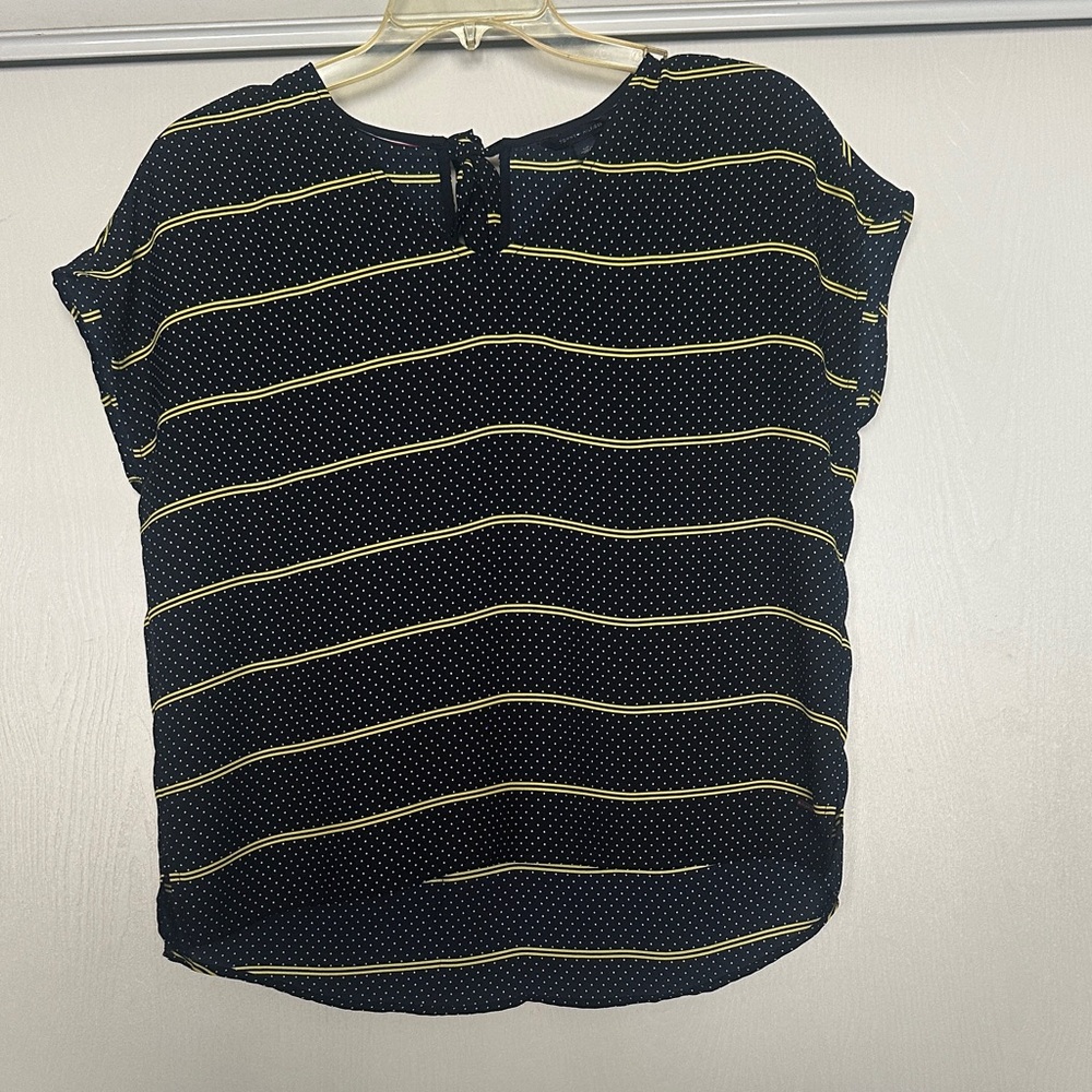 Tommy Hilfiger Blue and Yellow Striped Blouse.